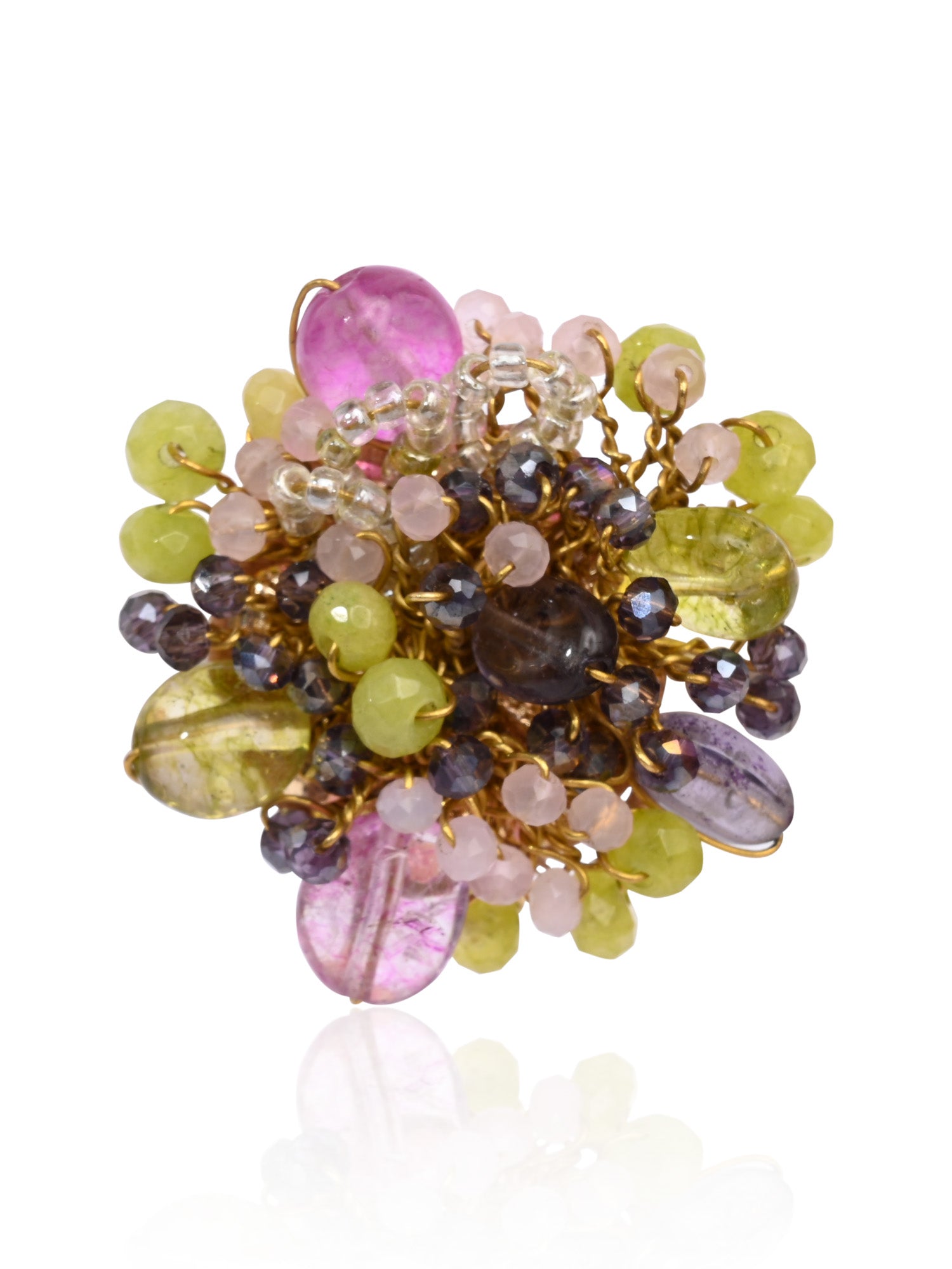 Colourful Stone Haldi Mehendi Wedding Adjustable Ring