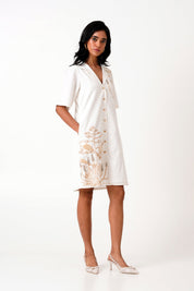 White Taiwo Embroidered Shirt Dress