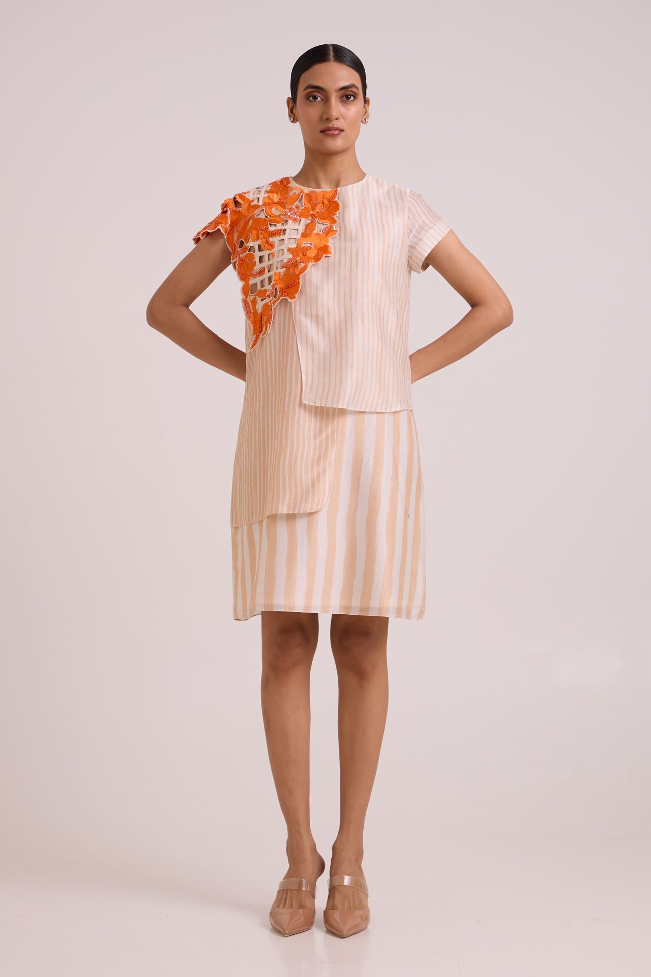 Kayo Sunset & Almond Cutwork Short Dress