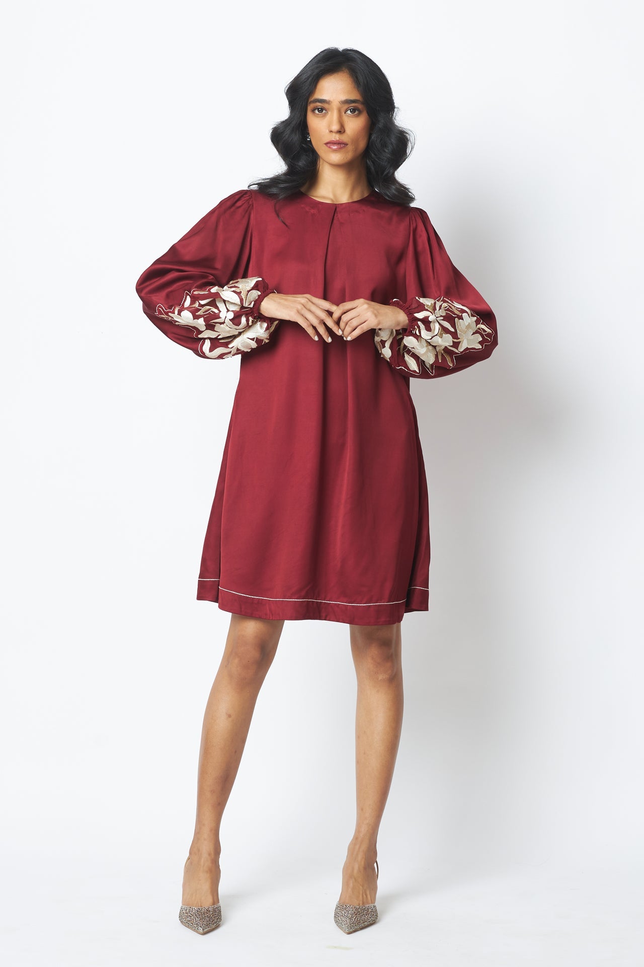 Poey Sculpted Sleeve Shift Dress