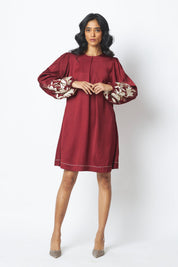 Poey Sculpted Sleeve Shift Dress