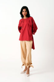 Ariel & Eva Madder Pleated Top & Latte Bow Pant