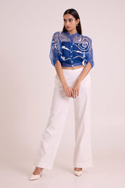 Riley Sheer Blue Organza Top & Pant Set