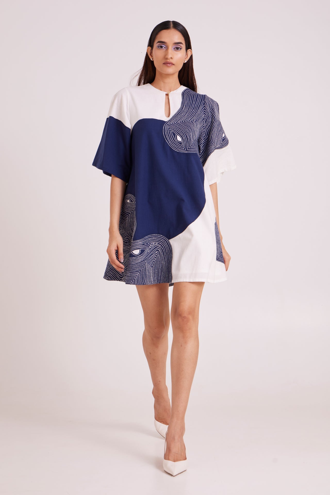 Chandra Embroidered Full Moon Short Dress