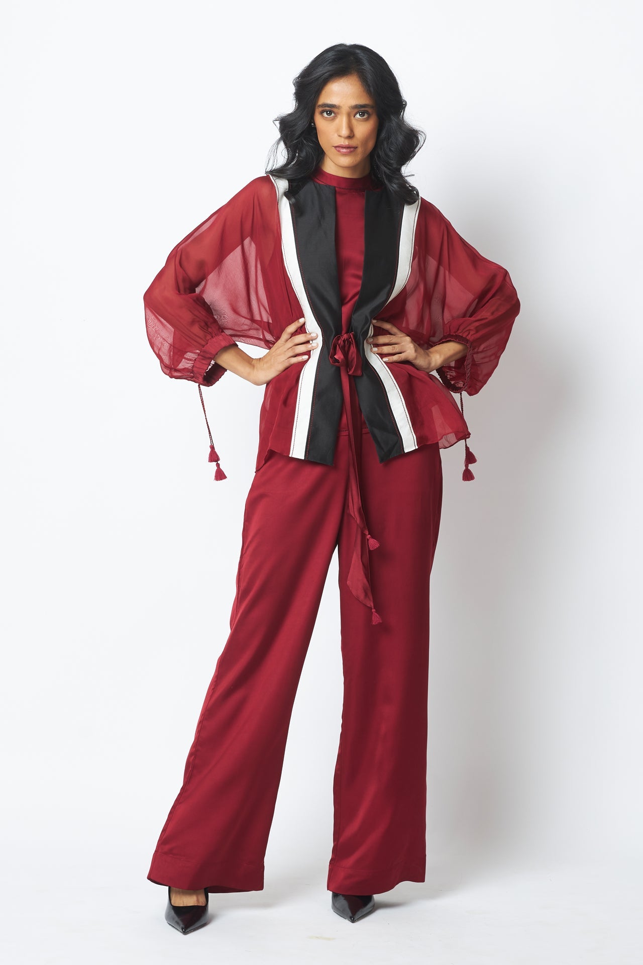 Carla Sheer Tie up Jacket & Pants