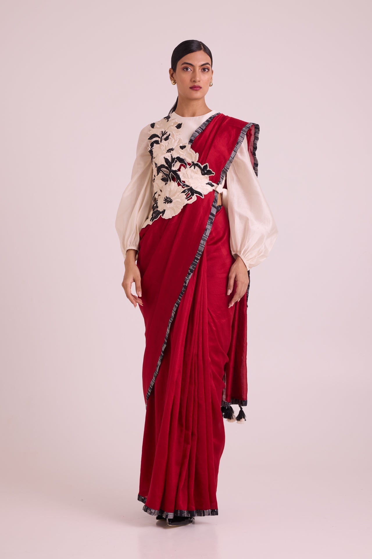 Manali Bishop Blouse With Pre-Draped Saree & Bib