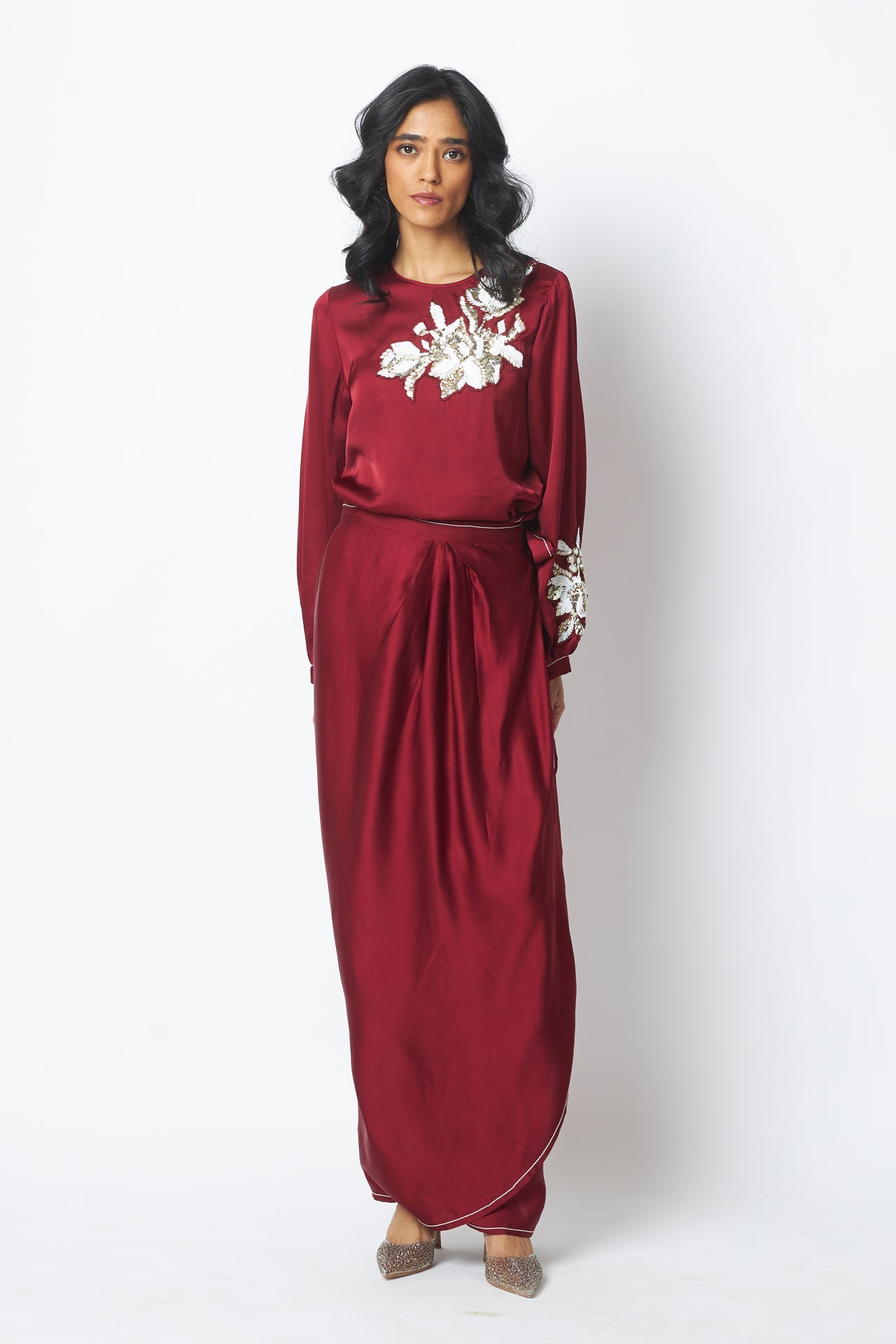 Cathy One Piece Blouson Drape Skirt