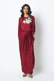 Cathy One Piece Blouson Drape Skirt