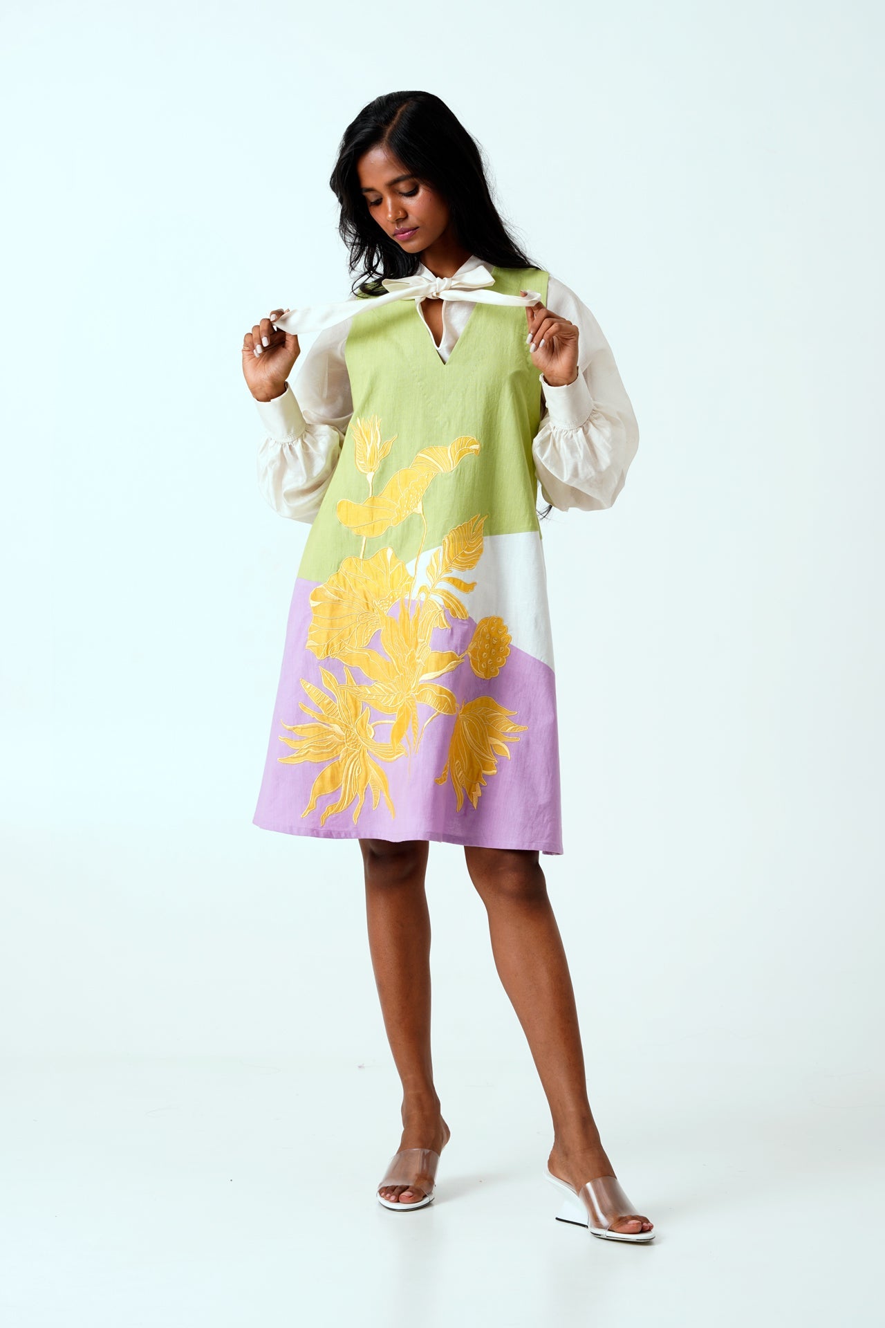 Multi Melody Neck Tie Shirt & Short Dress