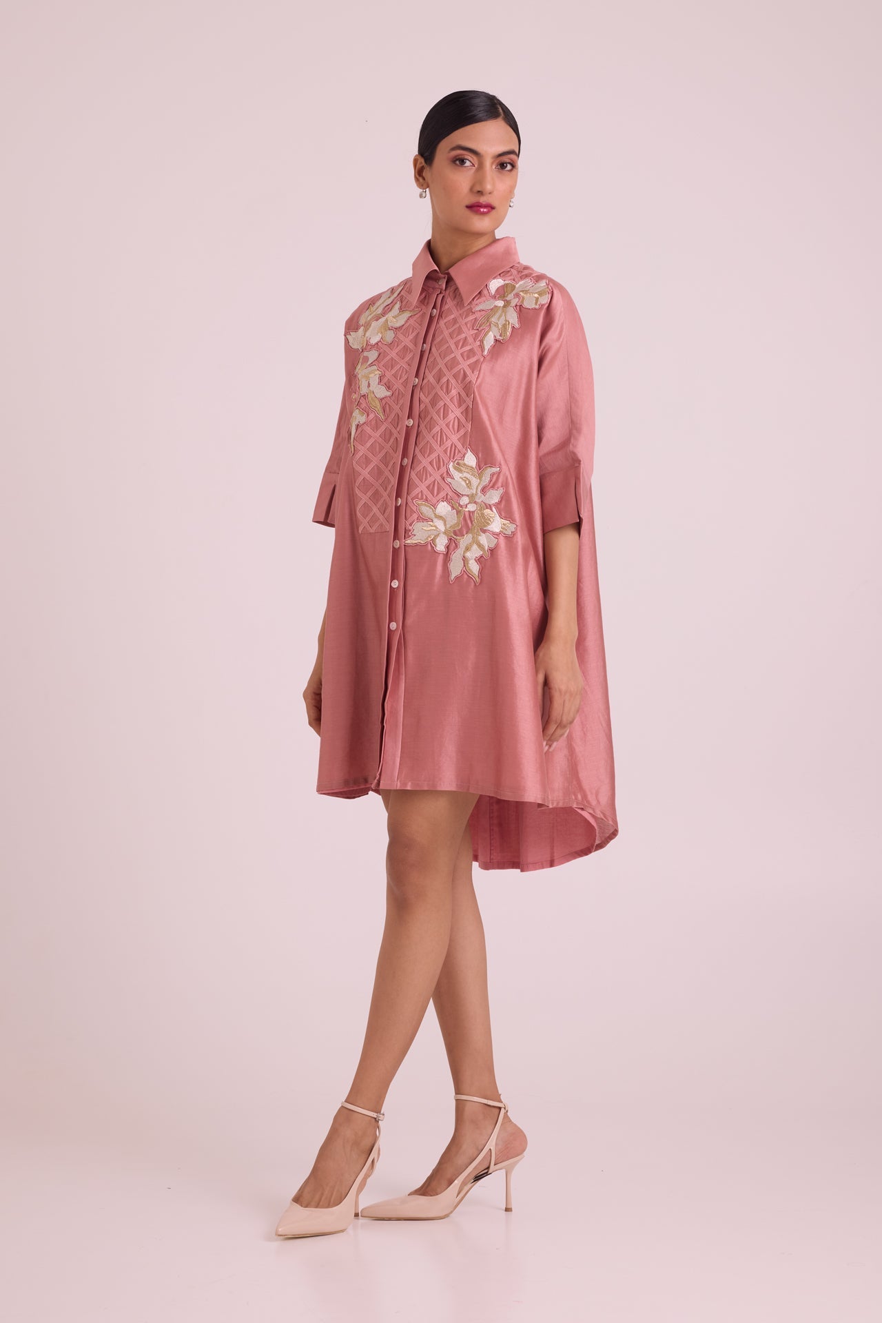 Old Rose Mimi Framed Shirt Dress