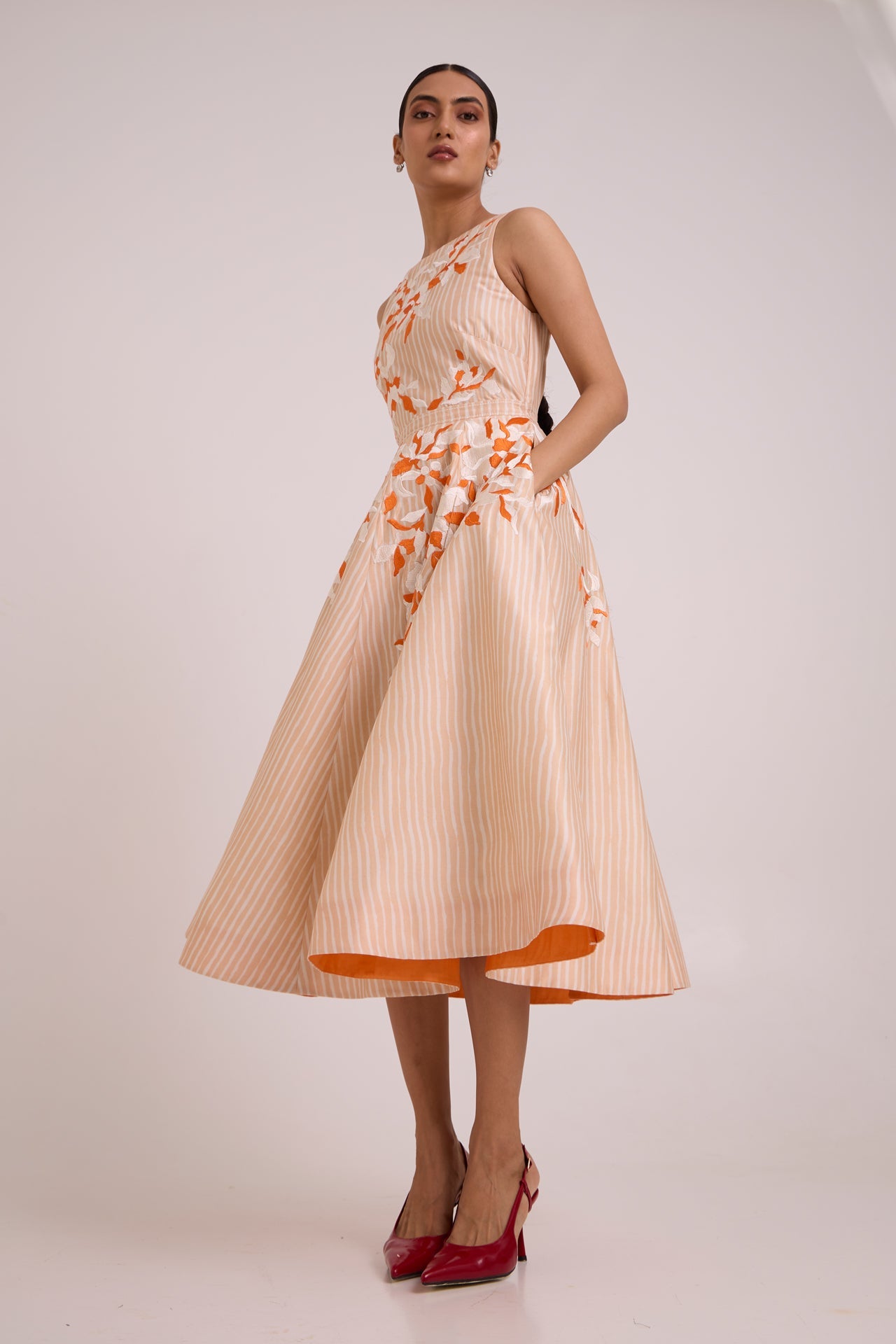 Roselyn Almond & Autumn Midi Dress