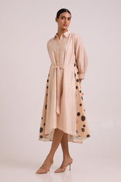 Philo Almond Burst Back Drop Shirt Dress
