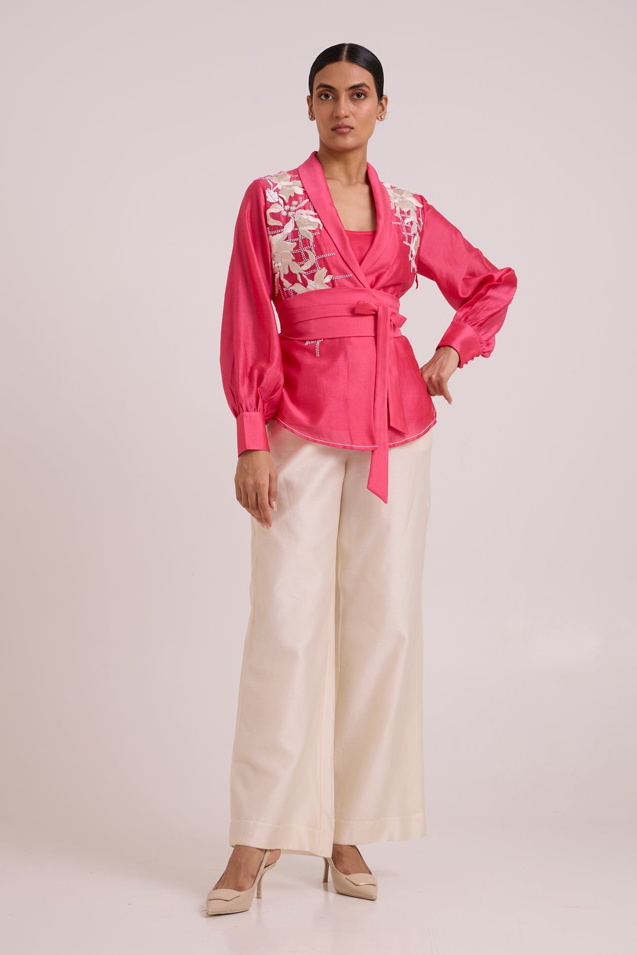 Petra Wrap Blazer Top & Obi Belt & Pant Set