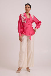Petra Wrap Blazer Top & Obi Belt & Pant Set