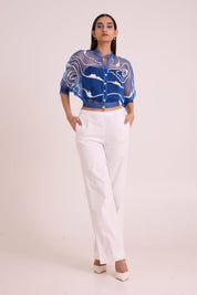 Riley Sheer Blue Organza Top & Pant Set