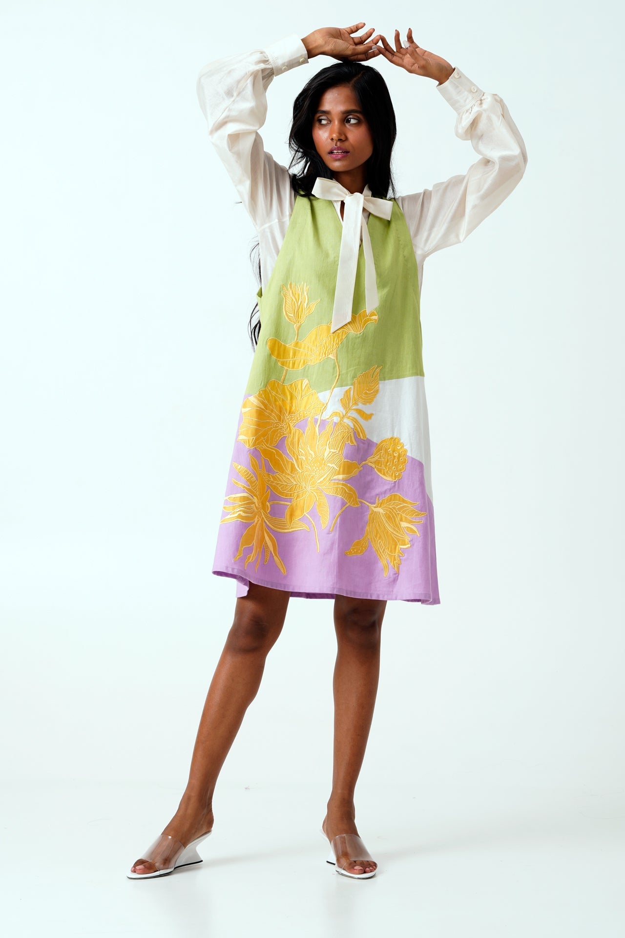 Multi Melody Neck Tie Shirt & Short Dress