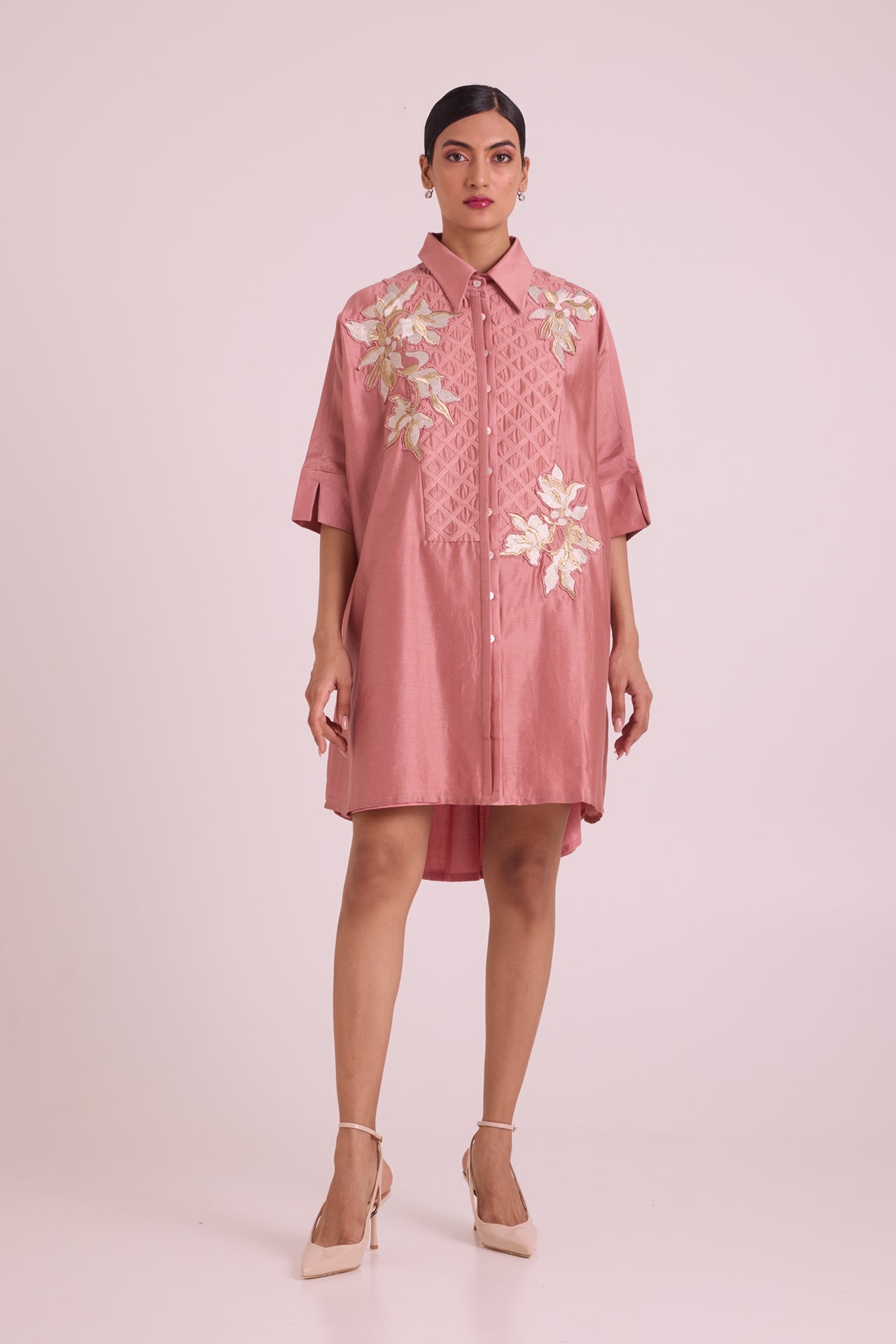 Old Rose Mimi Framed Shirt Dress