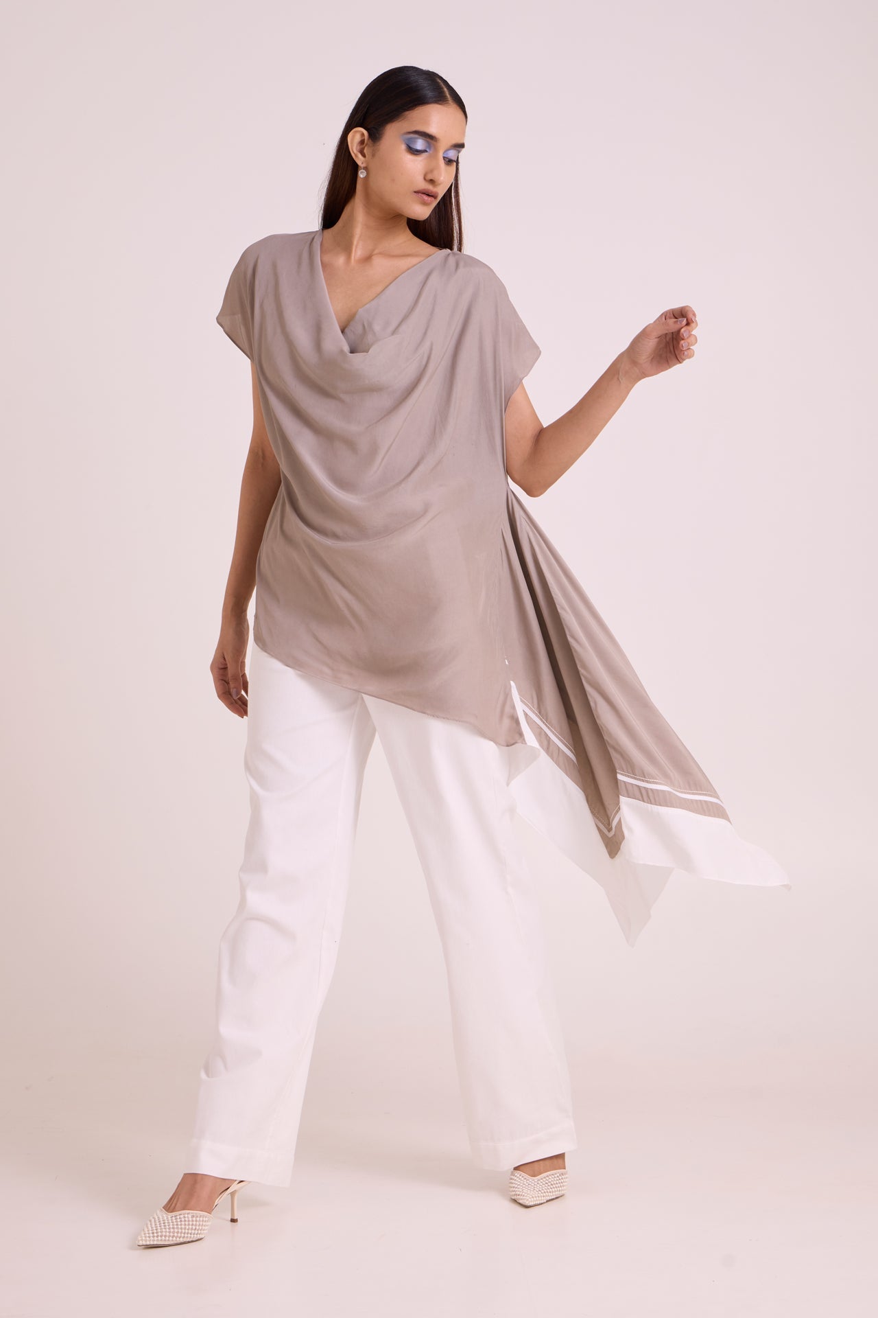 Vesa Graphite Cowl Top & Pant Set