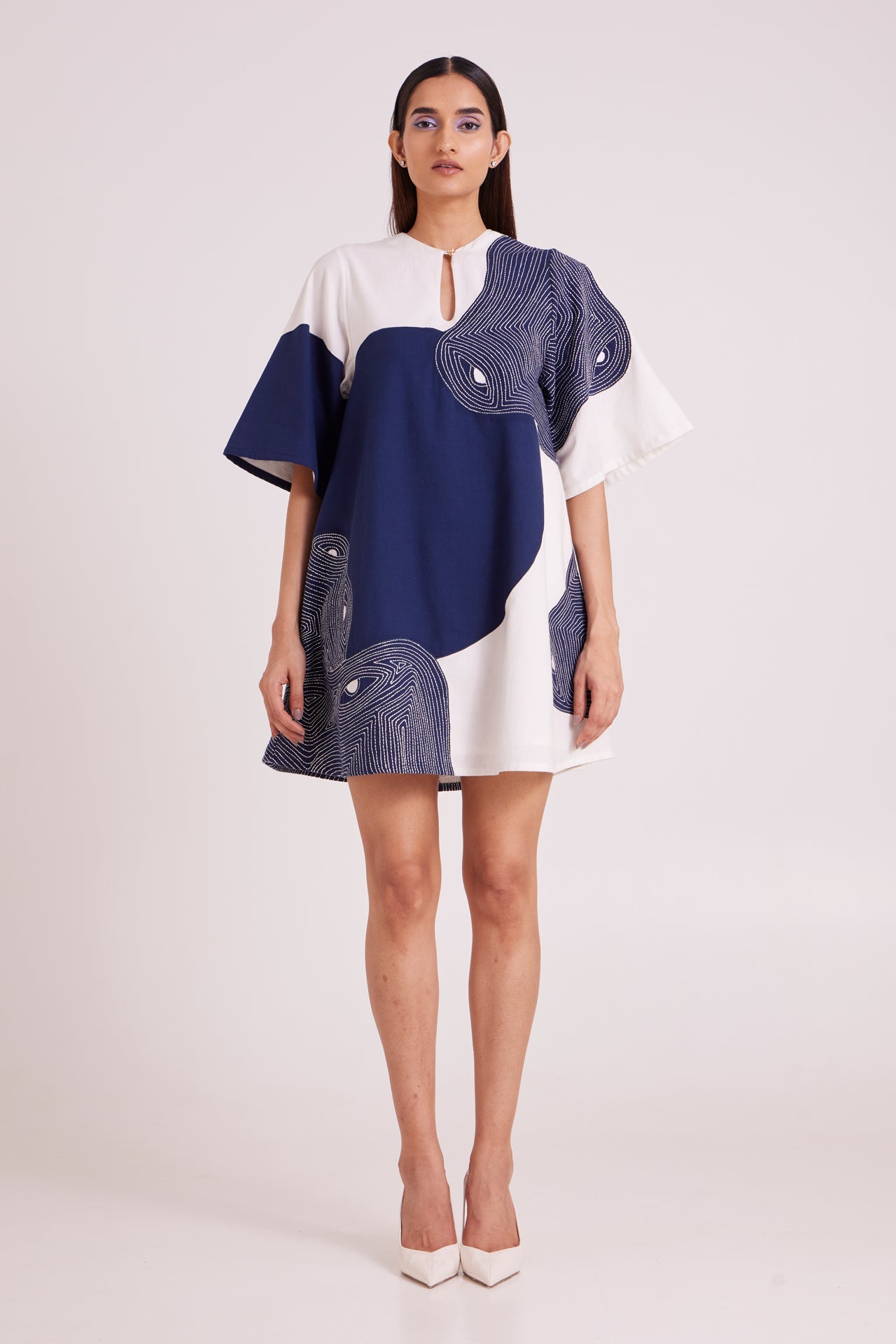 Chandra Embroidered Full Moon Short Dress
