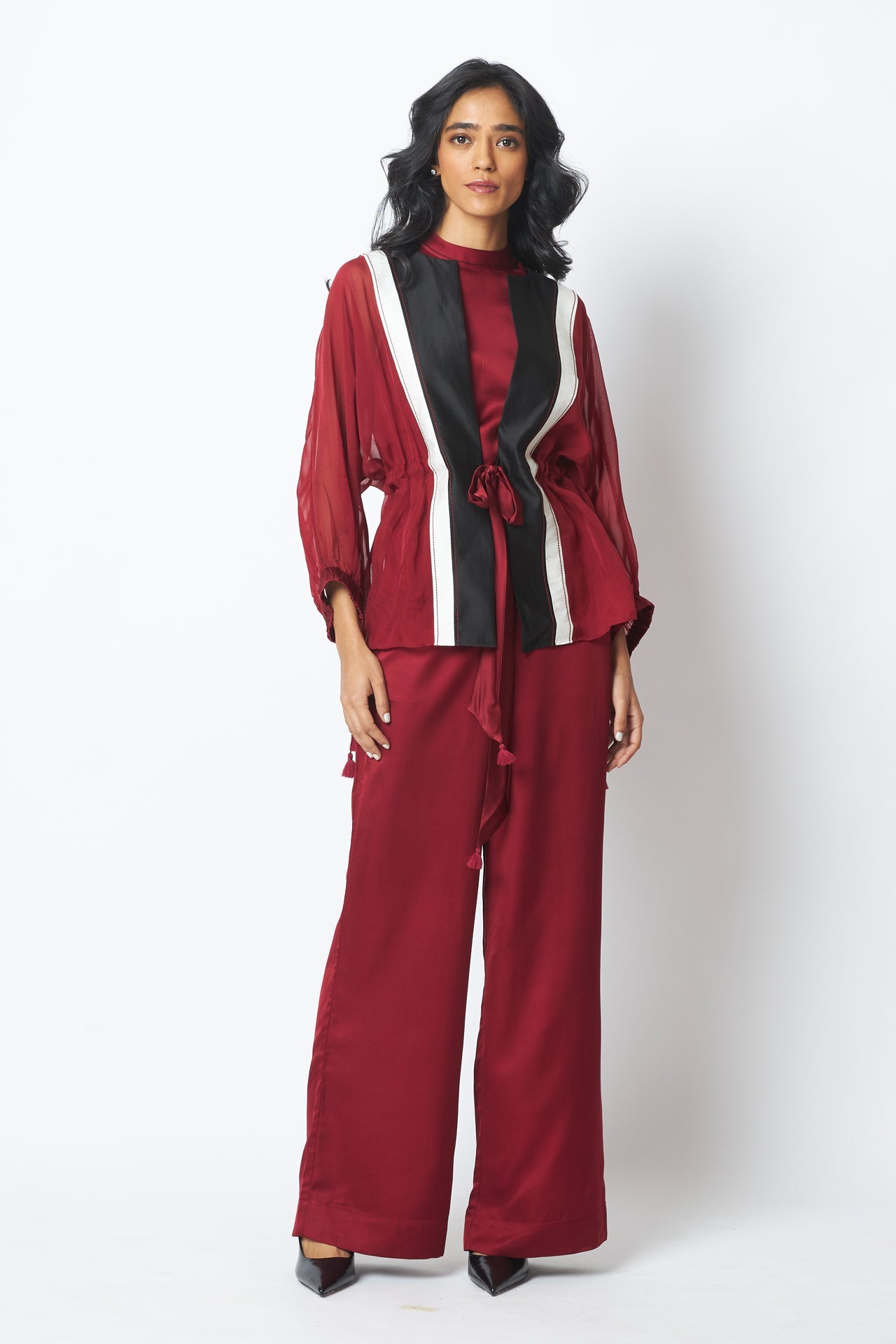 Carla Sheer Tie up Jacket & Pants