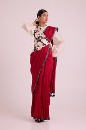 Manali Bishop Blouse With Pre-Draped Saree & Bib
