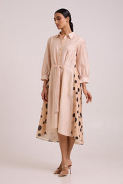 Philo Almond Burst Back Drop Shirt Dress