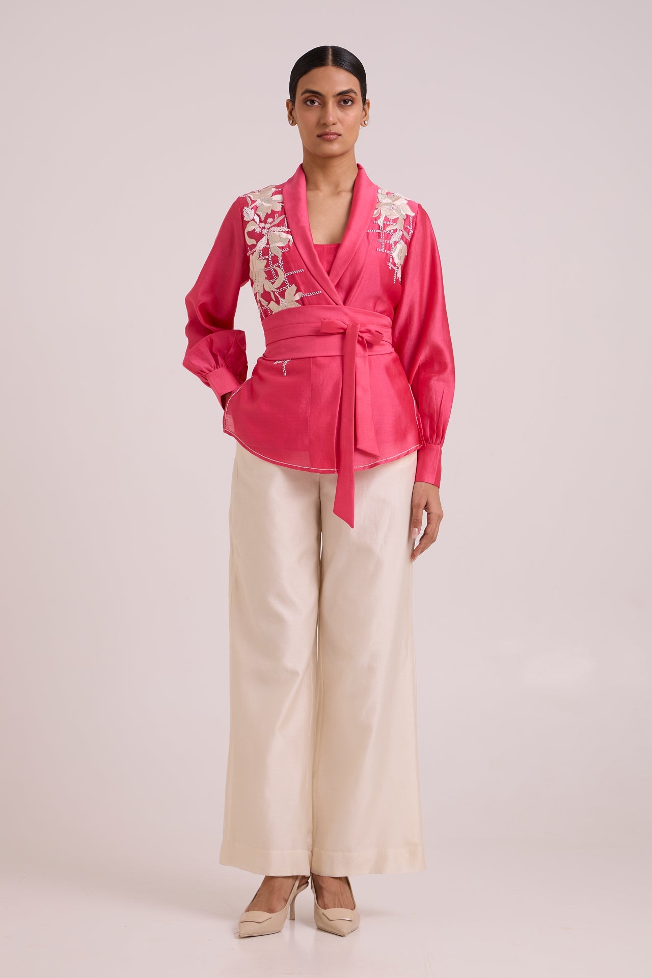 Petra Wrap Blazer Top & Obi Belt & Pant Set