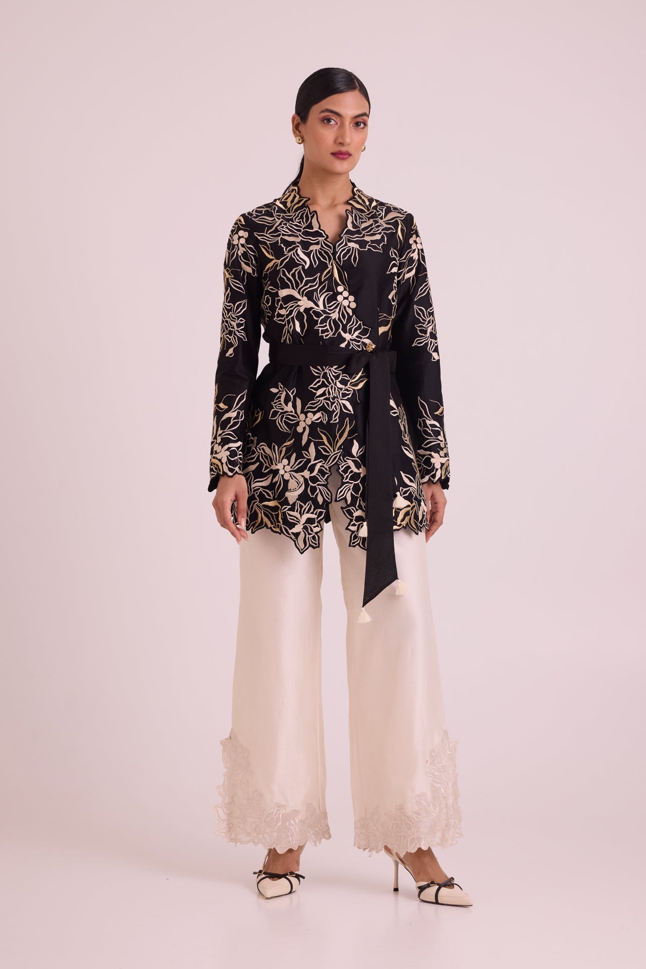 Farah Tendril Wrap Blazer & Cutwork Pants