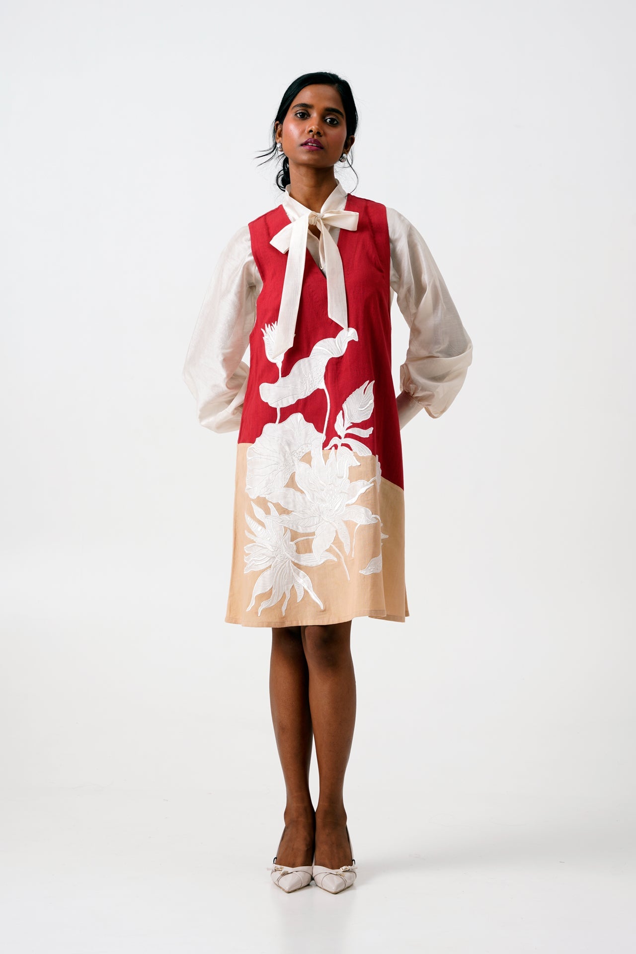 Madder Melody  Neck Tie Shirt & Short Dress