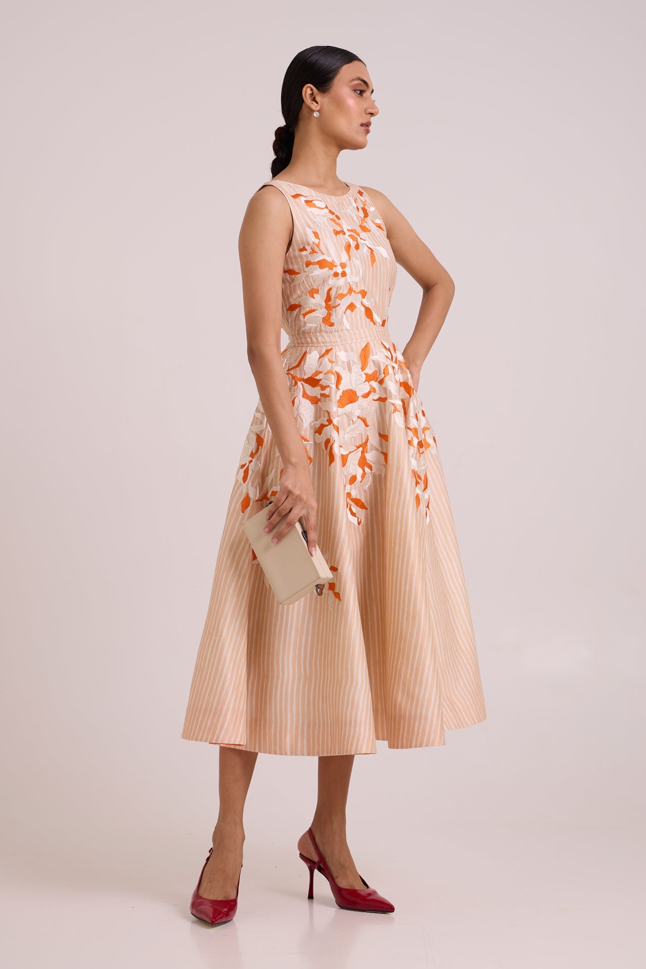 Roselyn Almond & Autumn Midi Dress