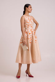 Roselyn Almond & Autumn Midi Dress