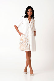 White Taiwo Embroidered Shirt Dress