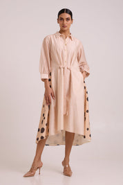 Philo Almond Burst Back Drop Shirt Dress