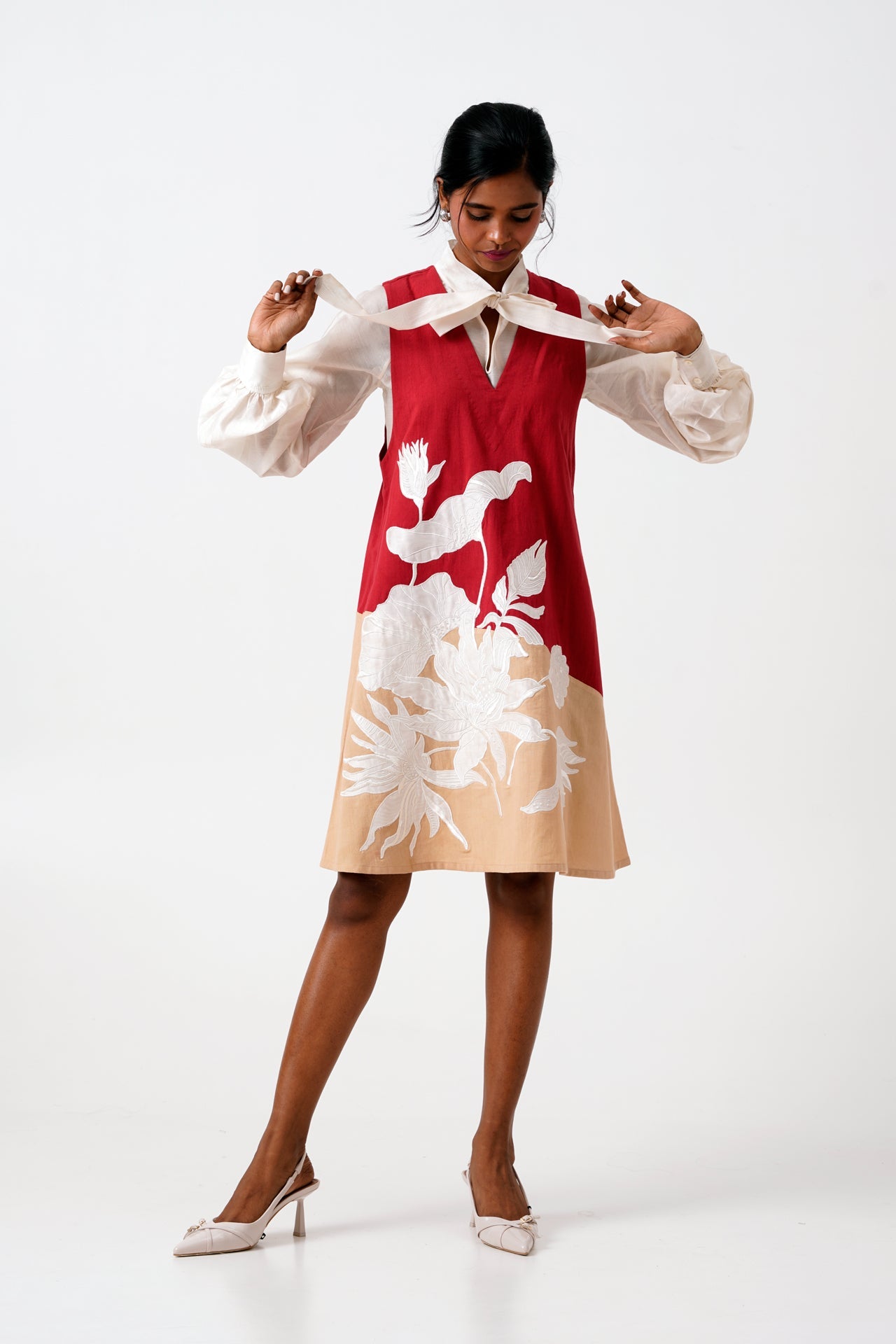 Madder Melody  Neck Tie Shirt & Short Dress