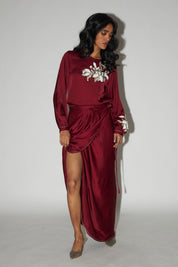 Cathy One Piece Blouson Drape Skirt