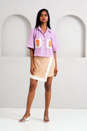 Romy & Tom Lavender Pocket Crop Top & Latte Skort