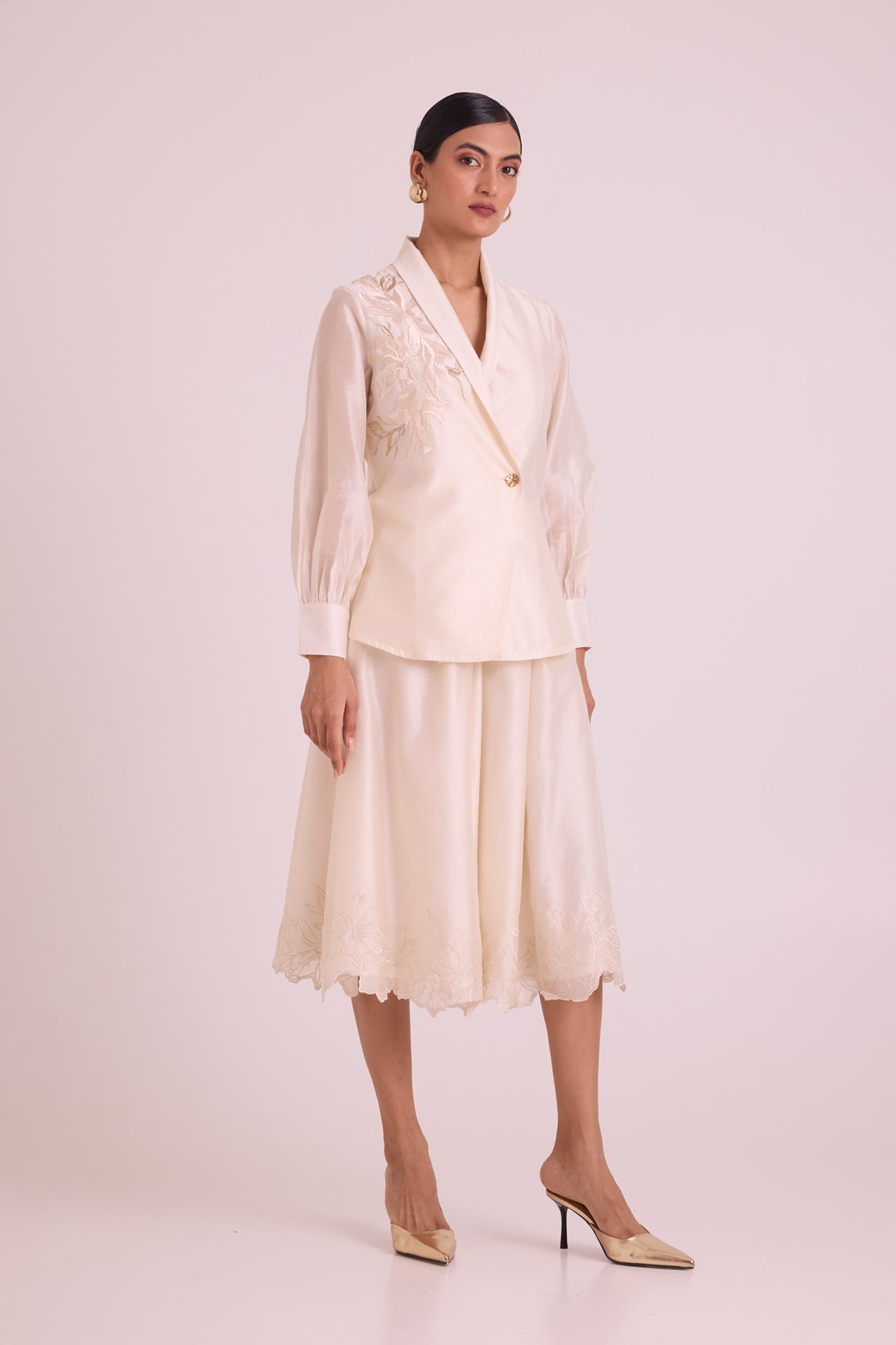 Murphy Broach Wrap Top & Duchess Skirt