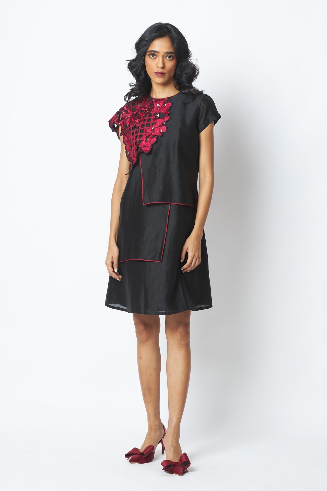 Monica Shoulder Bib Ladder Dress