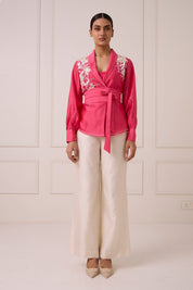 Petra Wrap Blazer Top & Obi Belt & Pant Set
