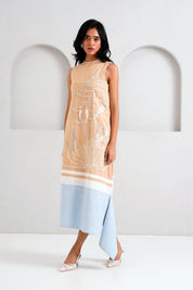 Latte Chase Midtown Midi Dress in Hand Embroidery