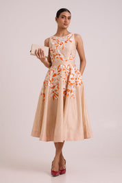 Roselyn Almond & Autumn Midi Dress