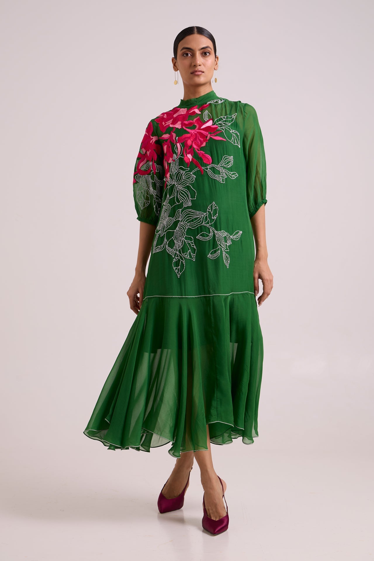 Reine Soft Bloom Organza Long Dress