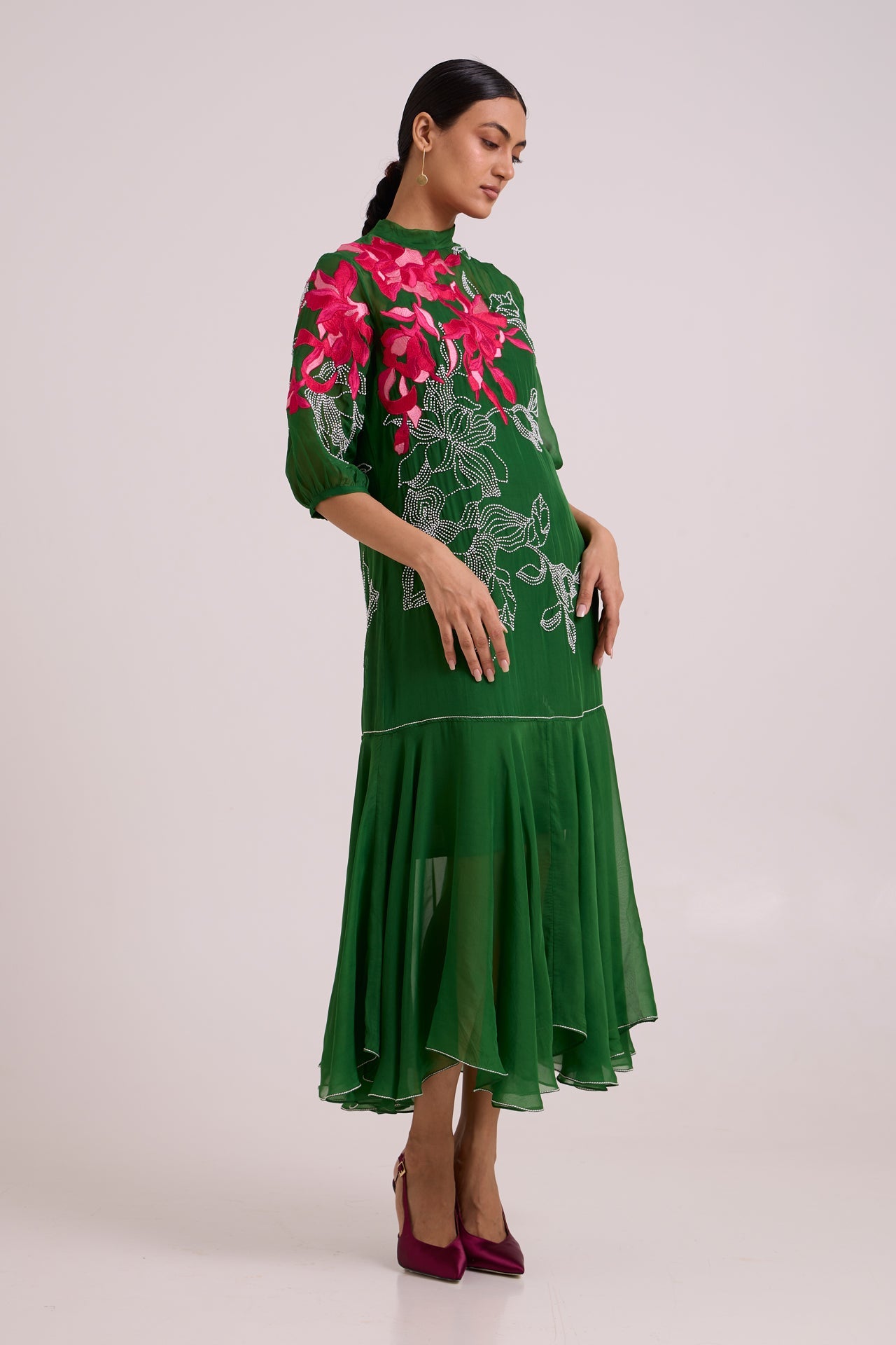 Reine Soft Bloom Organza Long Dress