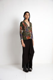 Midday Long Jacket With Black Drape Skirt