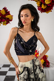 Noir & Ivory Cowl Bustier