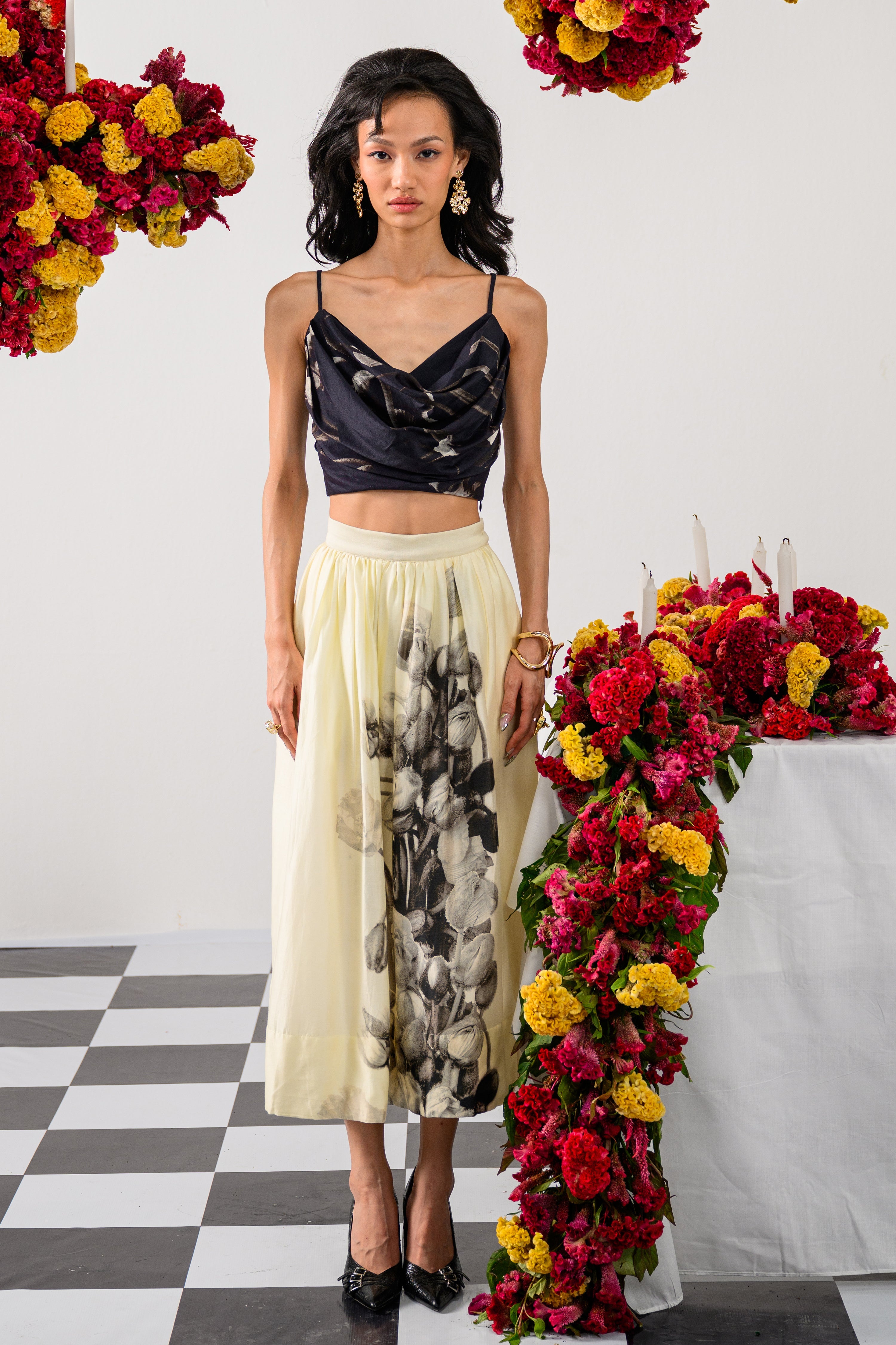 Noir & Ivory Long Skirt