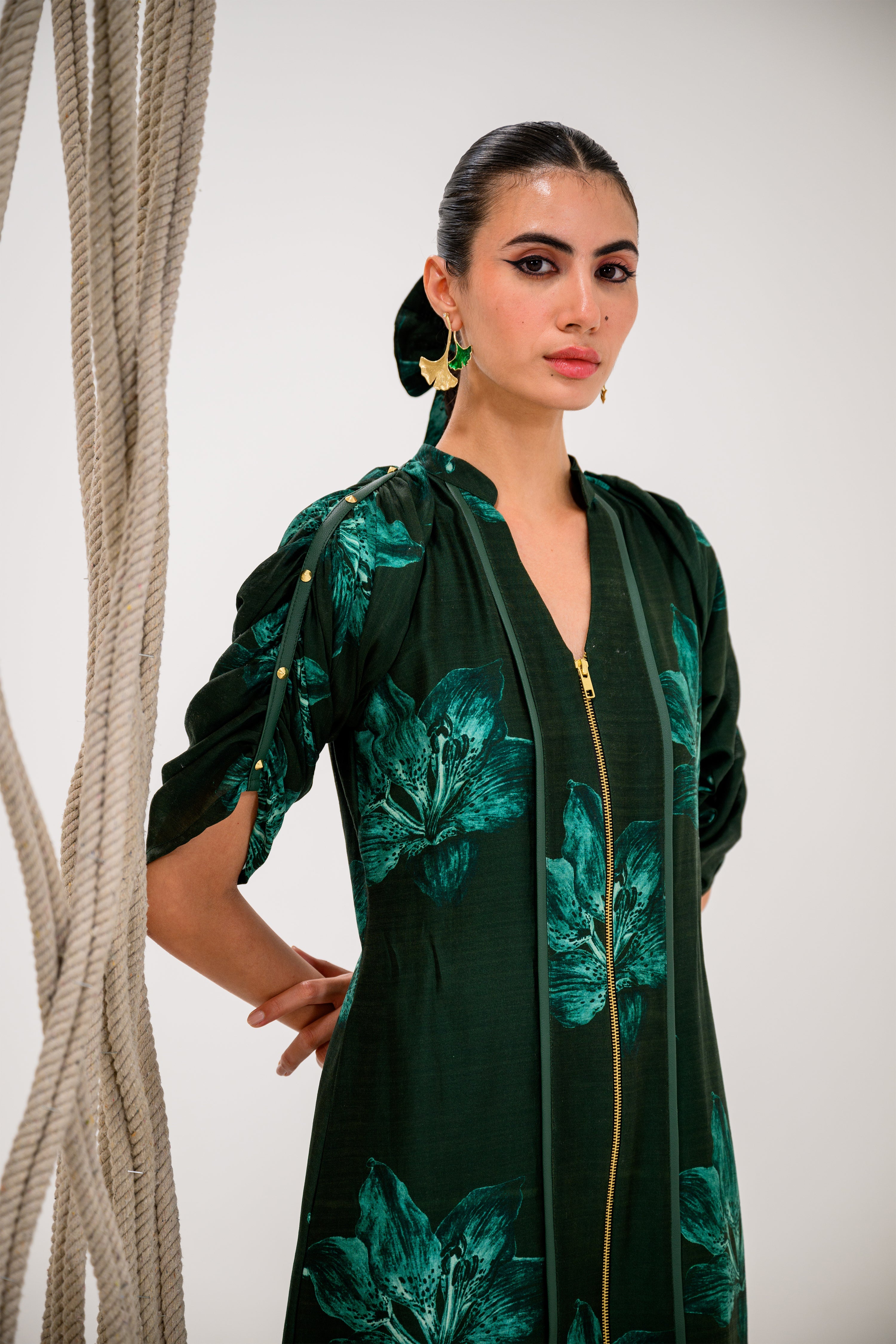 Frostleaf Zipper Midi Dress