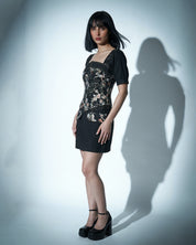 Detachable Denim Embroidered Dress