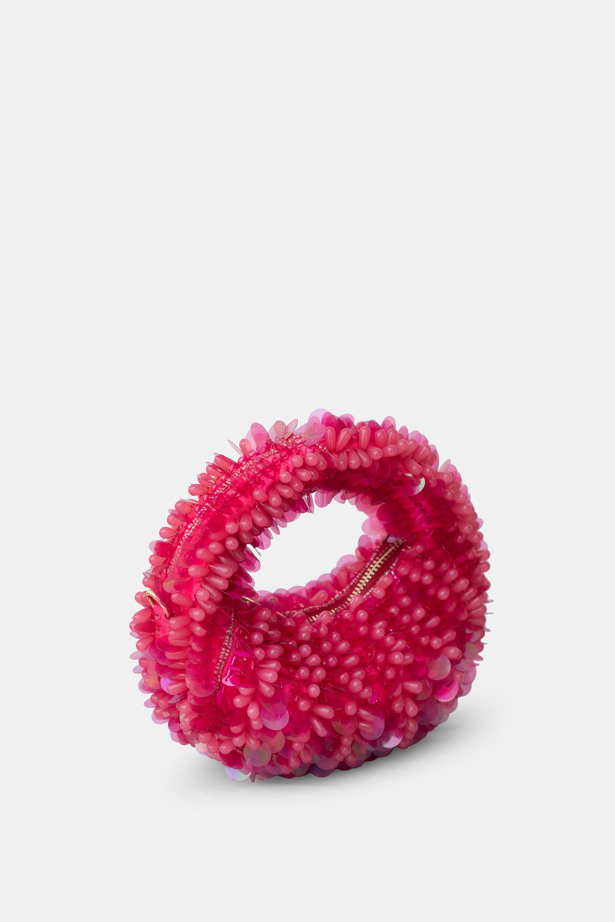 Fuchsia Aura Mini Beaded Bag