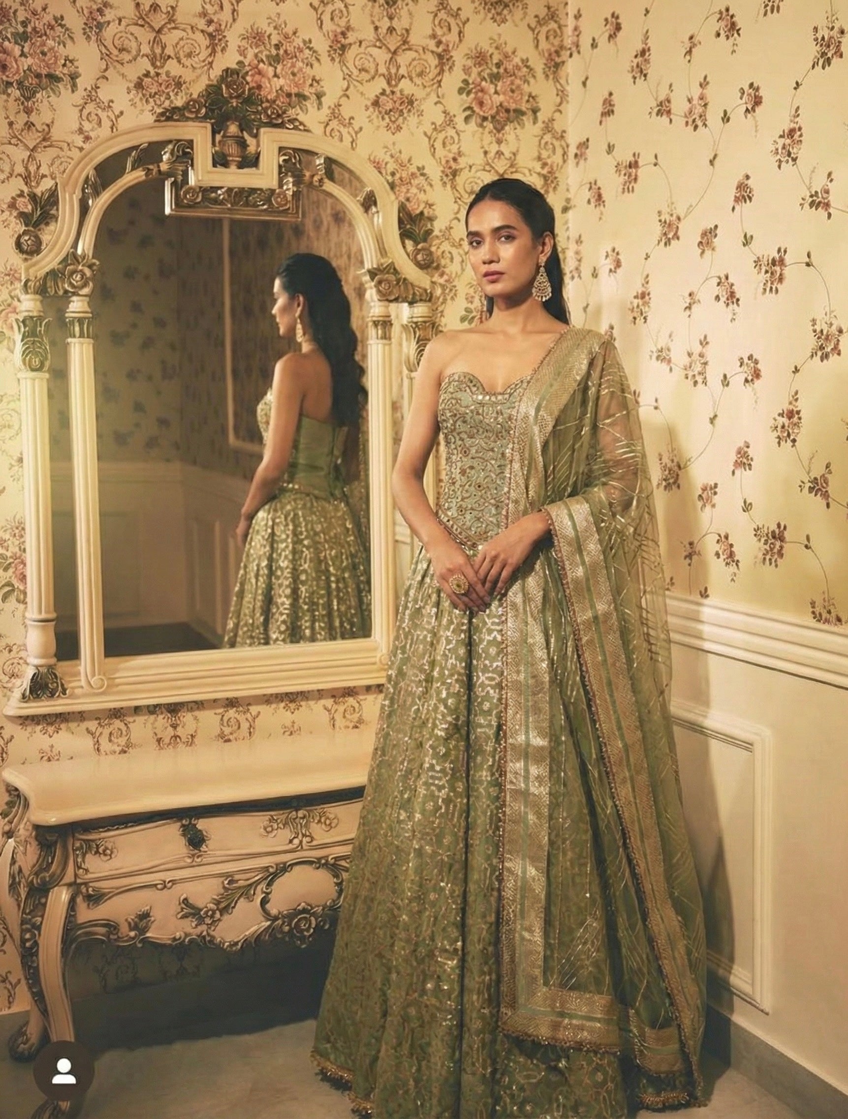 Mint Green Corset Lehenga Set